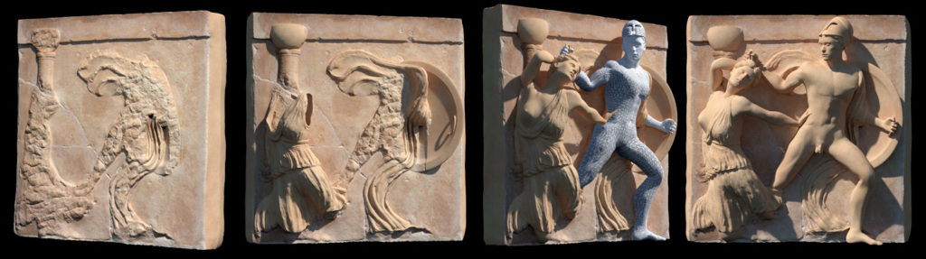 Reconstitution de la métope à la colonne, tholos de Delphes