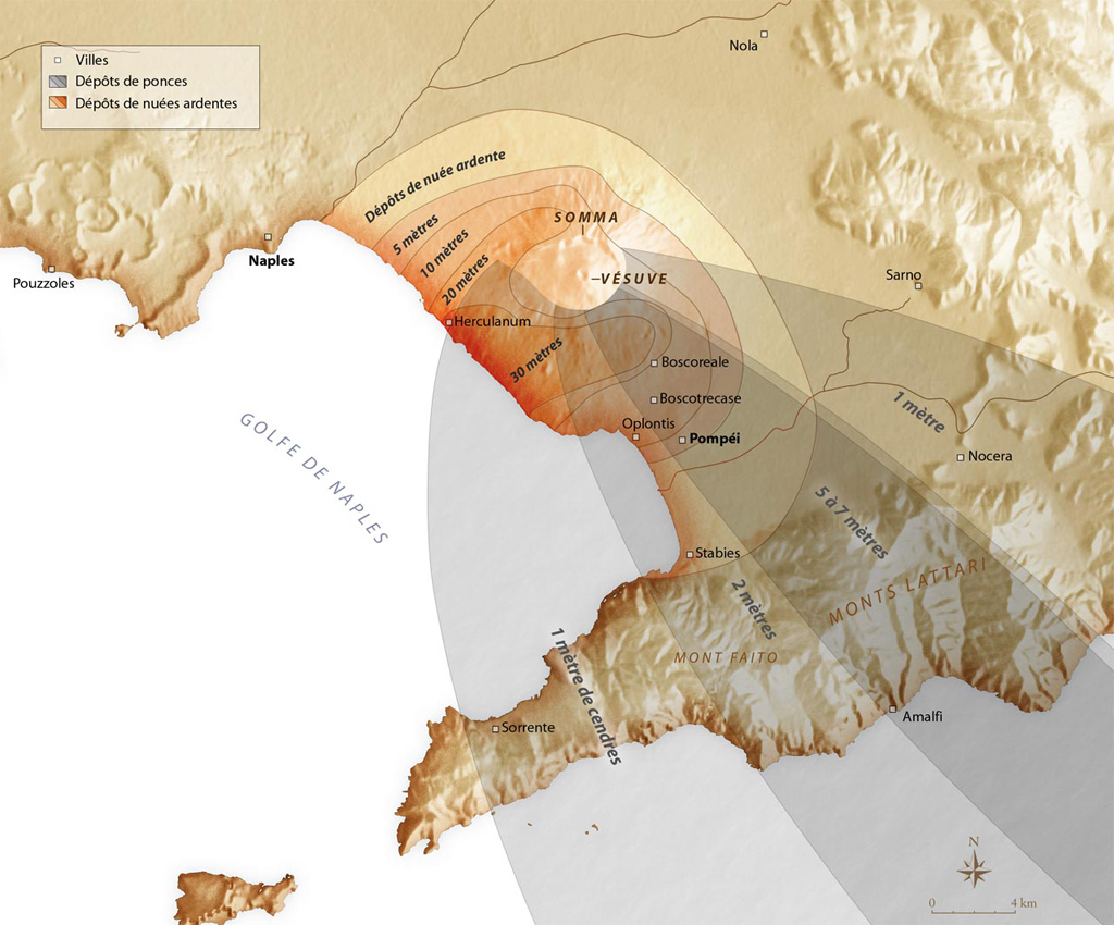 Carte. Éruption du Vésuve